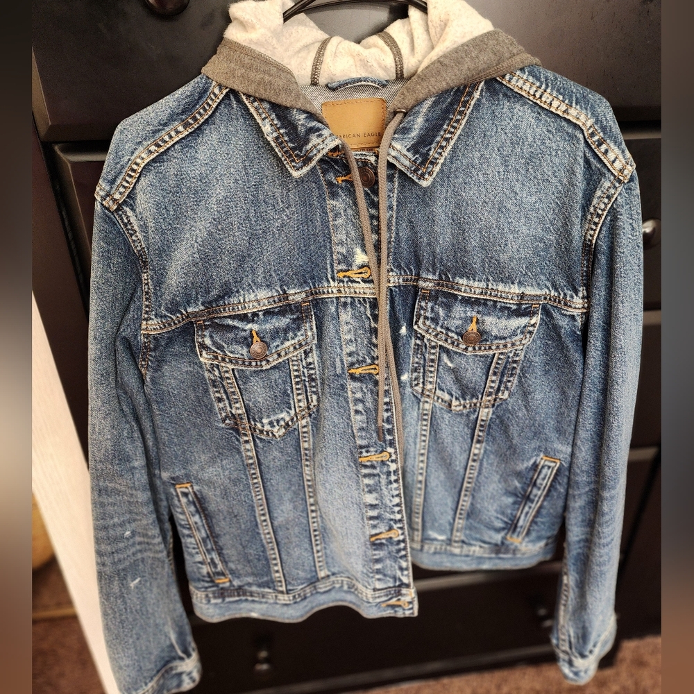Women's American Eagle Denim Jacket with Hood